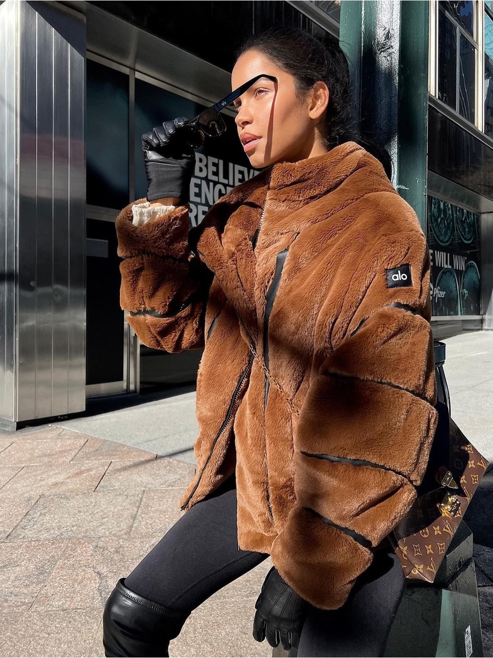 ALO Yoga Brown Faux-Fur Jacket (knock out jacket)